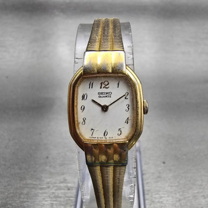 Seiko Watch Women 16mm White Dial Gold Tone Oval 2Y00-5439 New Battery Vintage0