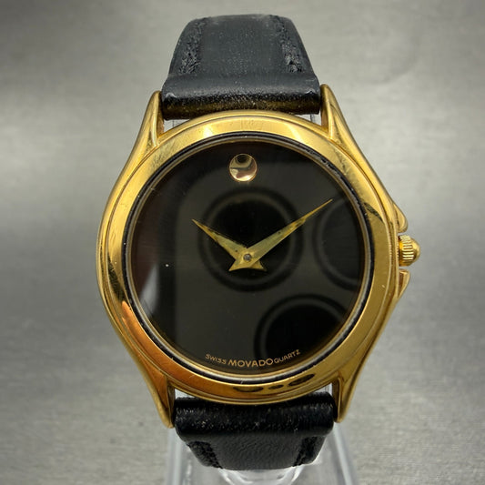 Movado Museum Watch Women 28mm Black Dial Gold Tone Round 87D1823 PARTS0