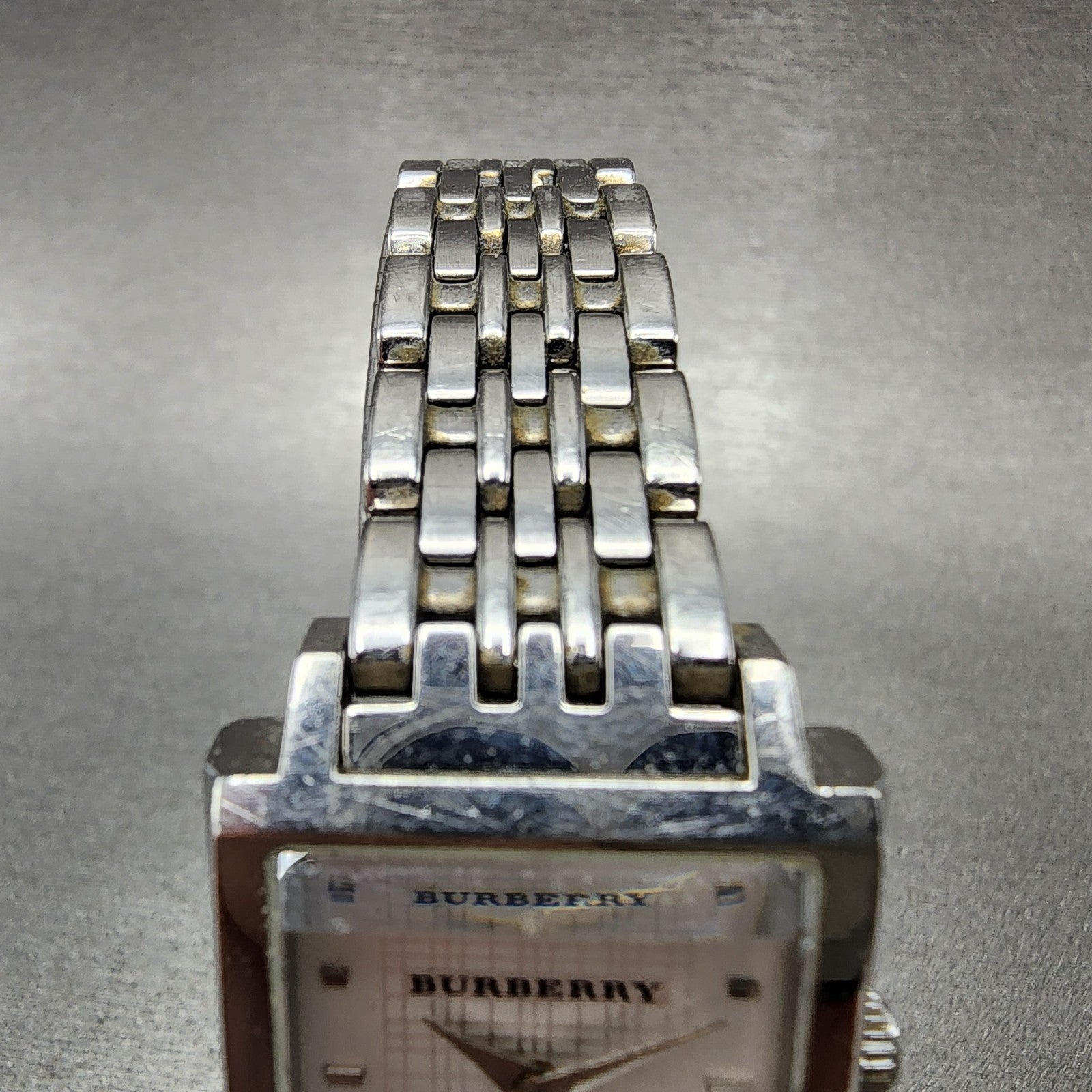 Burberry The City Tank Watch Women 24mm White Dial Steel Rectangle New Battery4