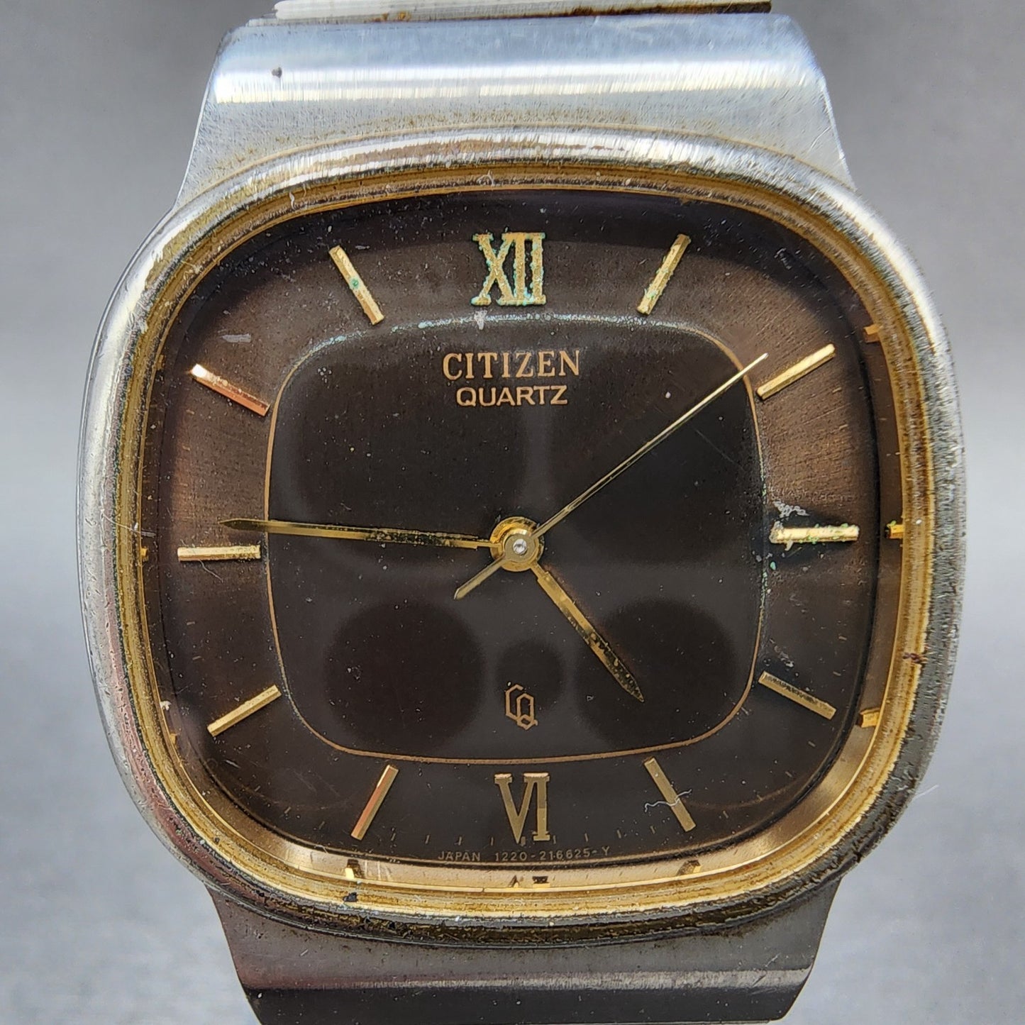 Citizen CQ Watch Men 32mm Brown Dial Two Tone 1230214528 New Battery READ!!!!!!1