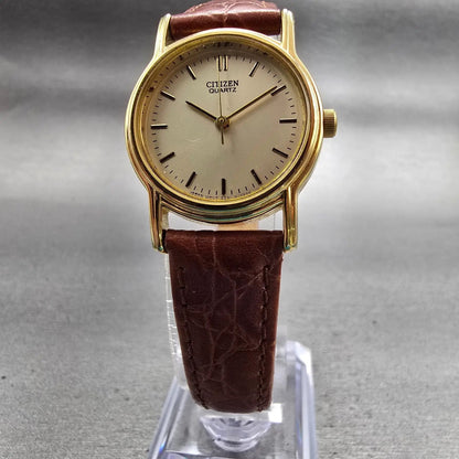 Citizen Watch Women 25mm Champagne Dial Gold Tone Round 6031-079191 New Battery5