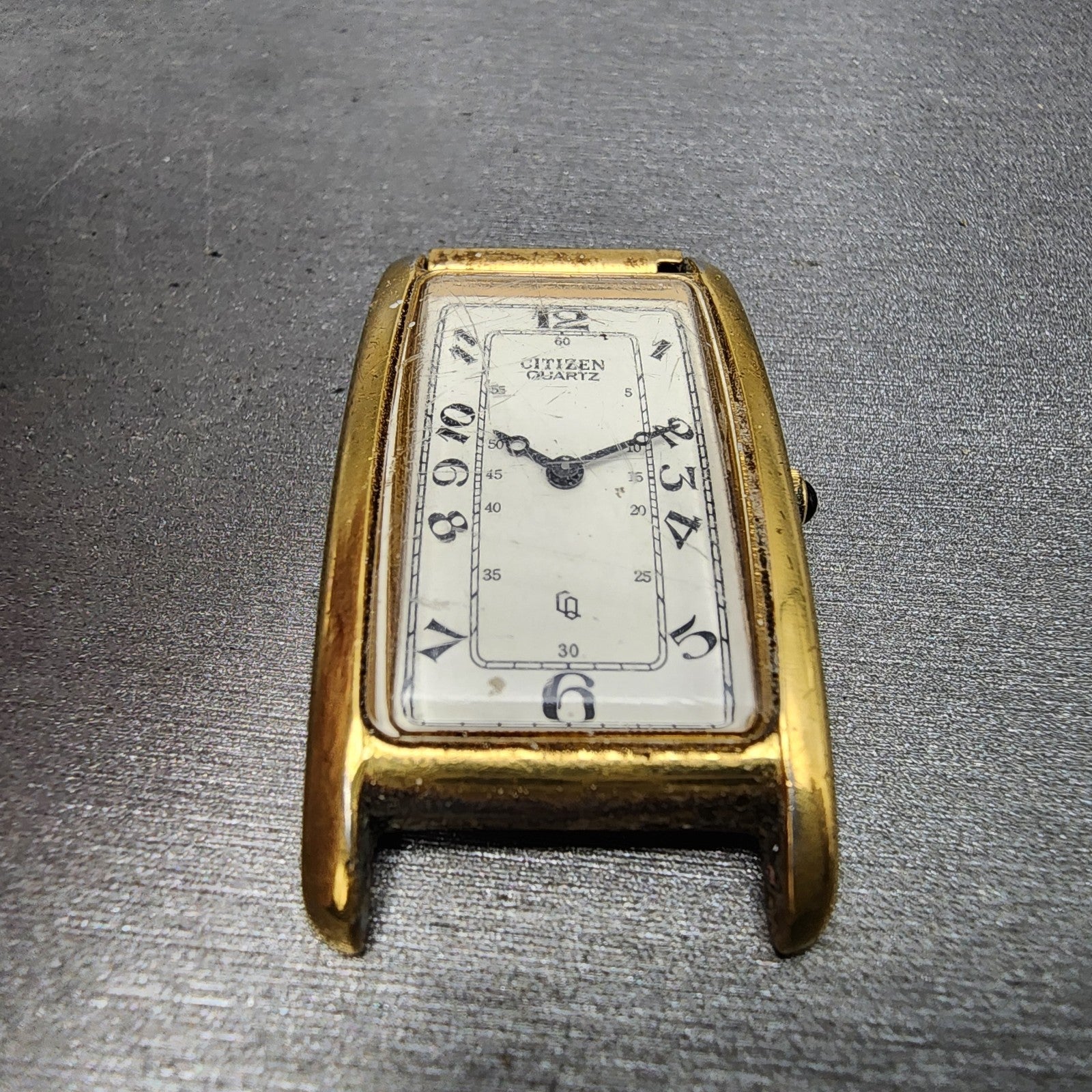 Citizen Tank Watch Men 22mm White Dial Gold Tone Rectangle 3220S07751 PARTS7