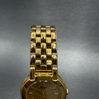 Seiko Watch Women 24mm Champagne Dial Gold Tone Date Round 7N89-6A50 New Battery4