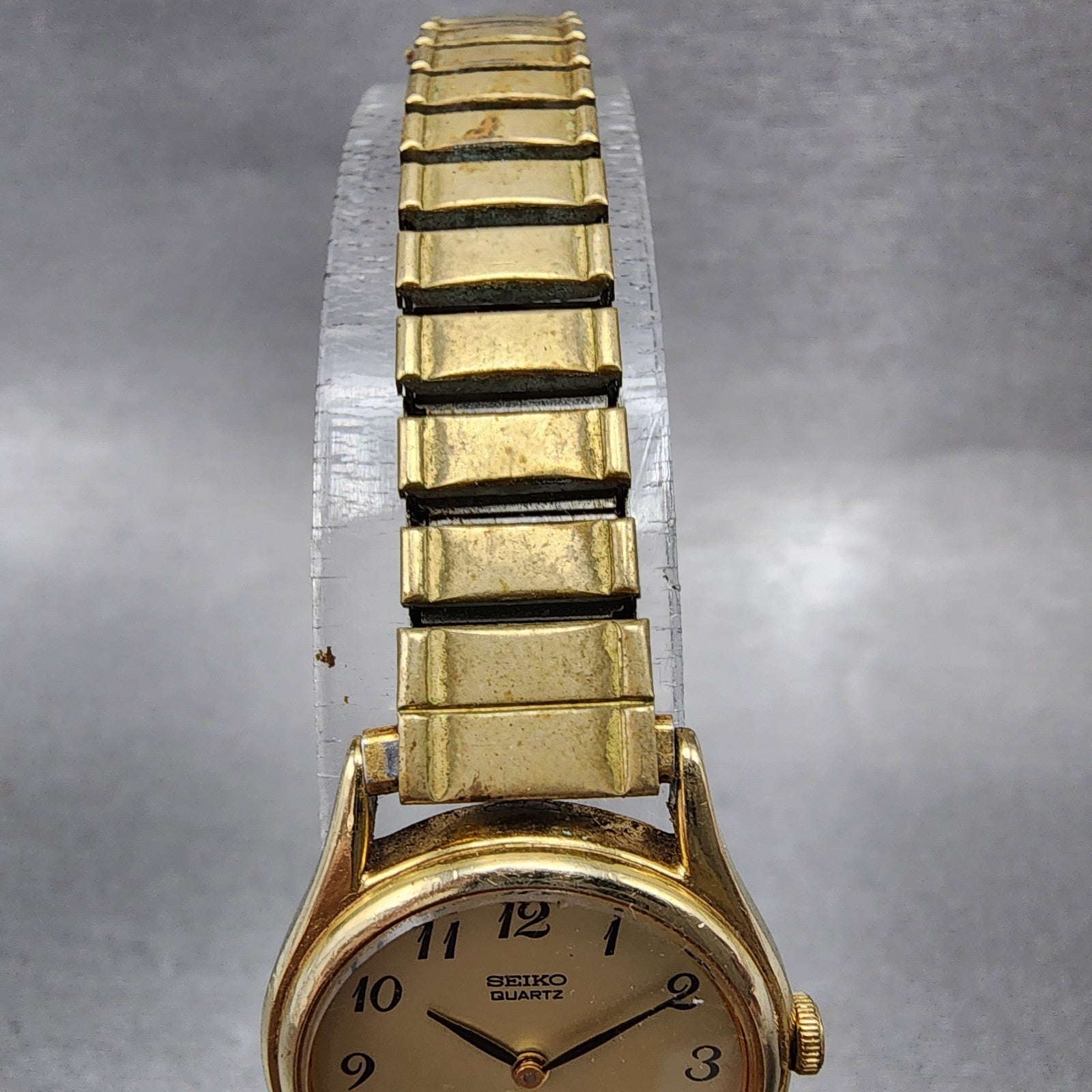 Seiko Watch Women 21mm Gold Dial Gold Tone Round 2C200369 New Battery Vintage4