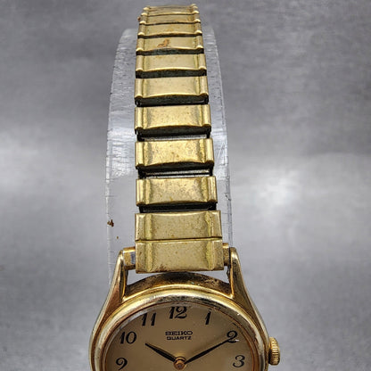 Seiko Watch Women 21mm Gold Dial Gold Tone Round 2C200369 New Battery Vintage4