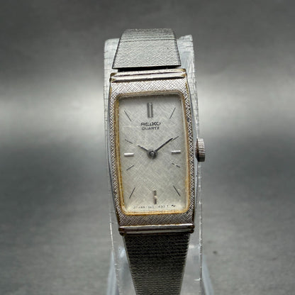 Seko Tank Watch Women 13mm Silver Dial Silver Tone 1320-6079 New Battery Vintage0