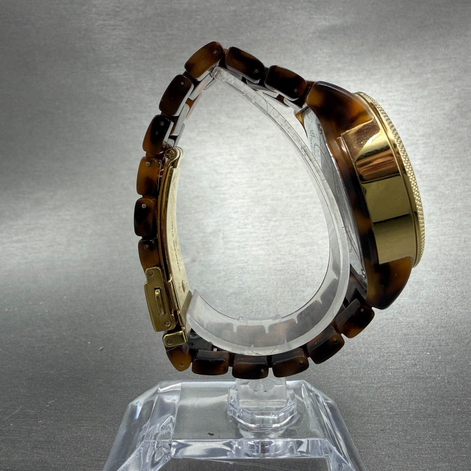 Michael Kors Watch Women 37mm Brown Dial Gold Tone Tortas Daydate New Battery KI8