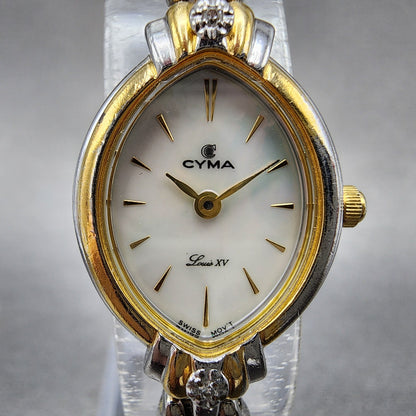 Cyma Louis XV Watch Women 18mm MOP Dial Two Tone Oval 814 New Battery1