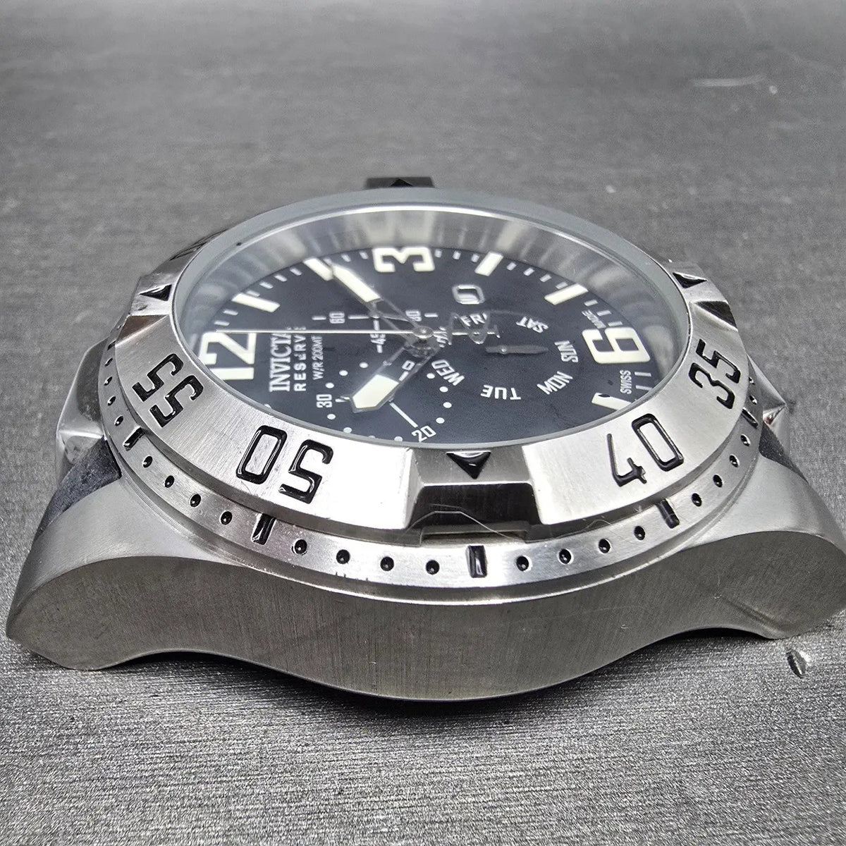 Invicta Reserve Excursion Chronograph Watch Men 50mm Black Dial Steel Daydate3