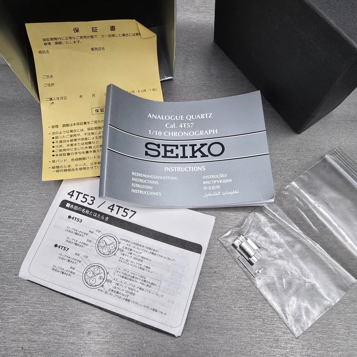Seiko Chronograph Watch Men 43mm Black Dial Silver Tone Date 4T57-00G0 New Batt11
