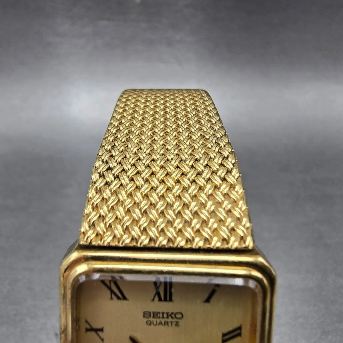 Seiko Tank Watch Unisex 22mm Gold Dial Gold Tone Rectangle E029-5450 PARTS5