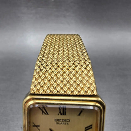 Seiko Tank Watch Unisex 22mm Gold Dial Gold Tone Rectangle E029-5450 PARTS5
