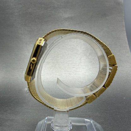 Bulova Tank Watch Men 25mm Gold Dial Gold Tone Octagon Mesh Band 92P13 New Batt6