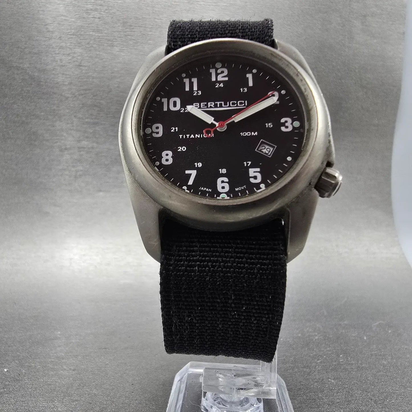 Bertucci A2-T watch Men 40mm Black Dial Titanium Date Round Nato New battery5