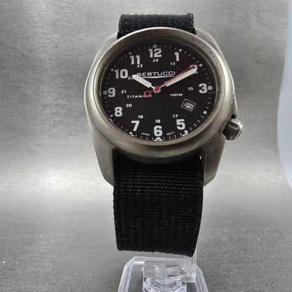 Bertucci A2-T watch Men 40mm Black Dial Titanium Date Round Nato New battery5