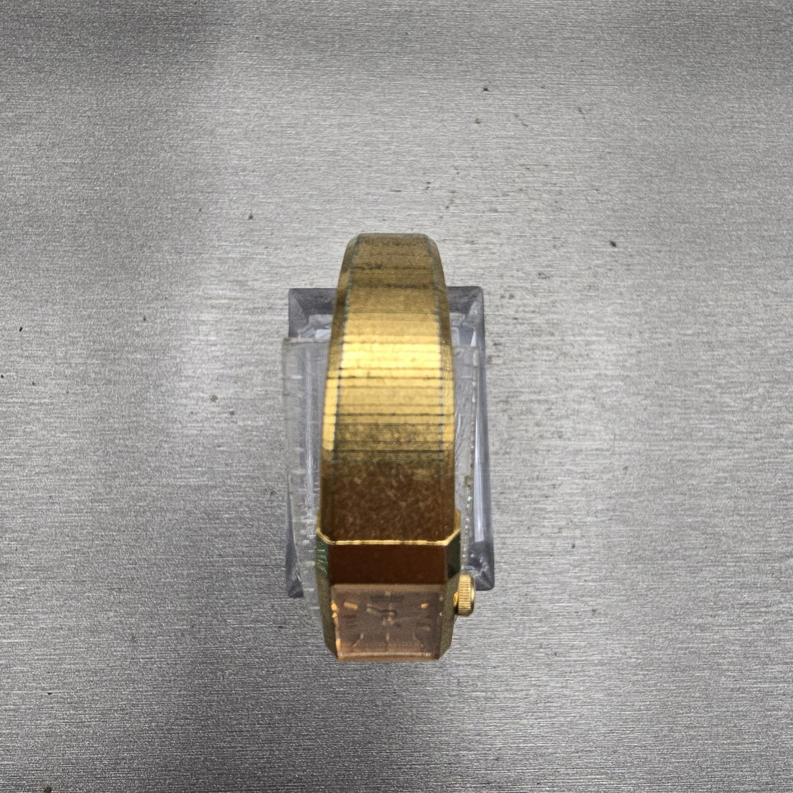Seiko Watch Women 12mm Gold Dial Gold Tone Rectangle 1320-5049 New Battery VTG P4