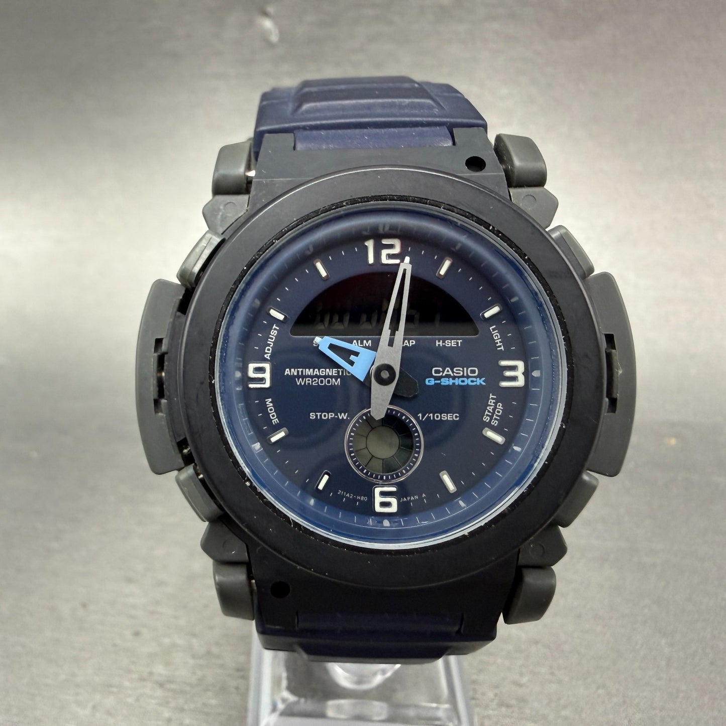 Casio G-Shock AW-510 Watch Men 47mm Black Blue Analog Digital Alarm Chrono PARTS0