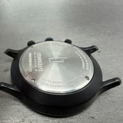 Lilienthal Berlin Chronograph Watch Men 42mm Black Dial Black Meteorite PARTS9
