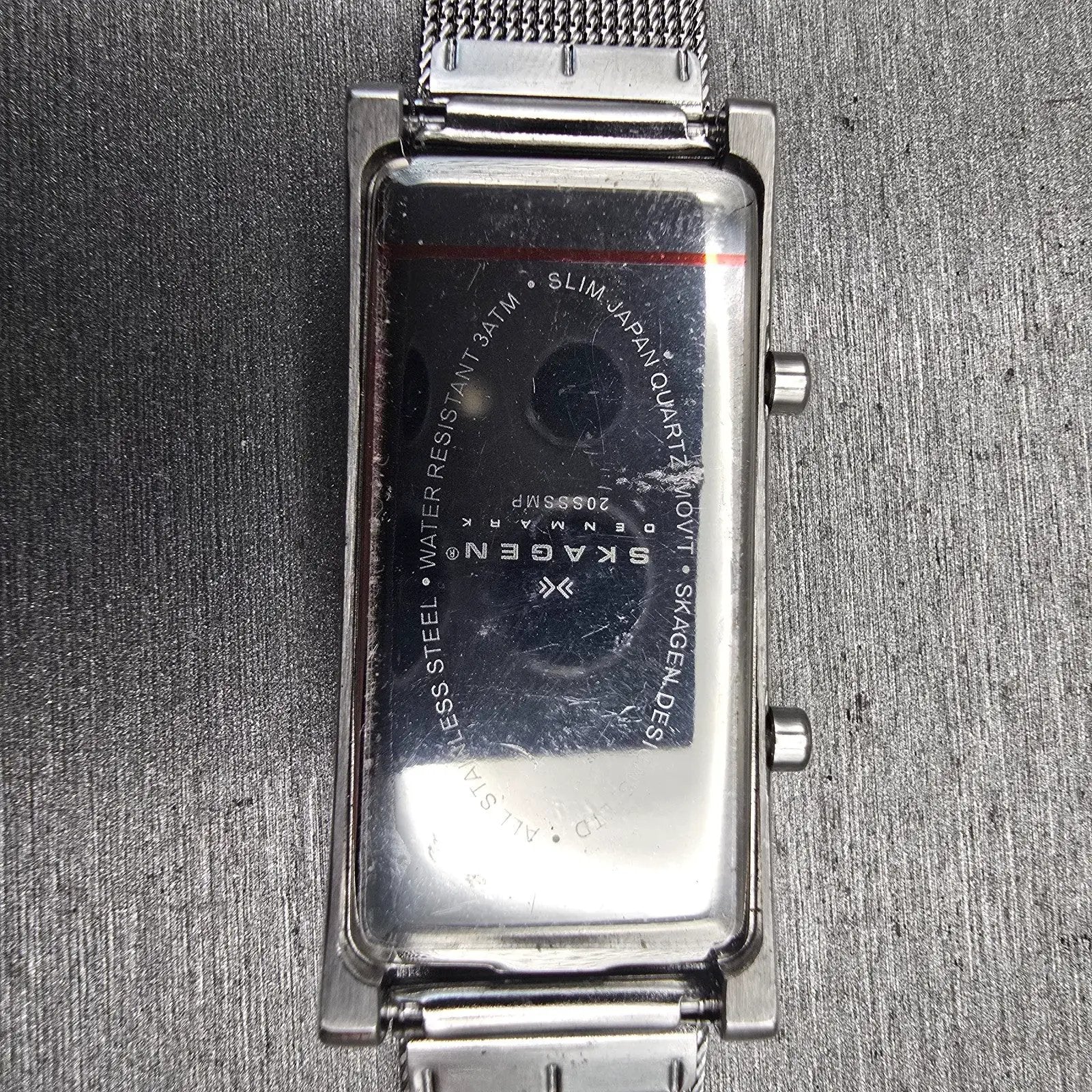 Skagen Dual Time Watch Women 20mm MOP Dial Silver Rectangle 20SSSMP New Battery10