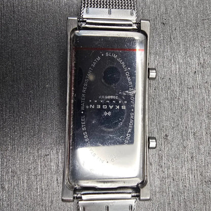 Skagen Dual Time Watch Women 20mm MOP Dial Silver Rectangle 20SSSMP New Battery10