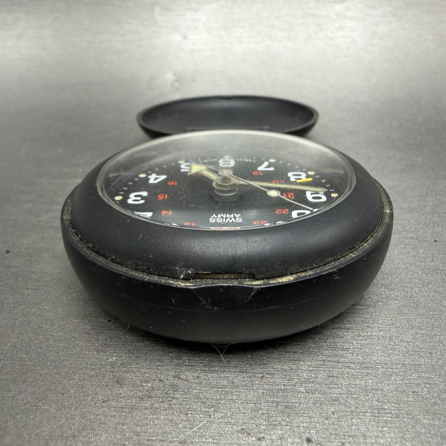Victorinox Swiss Army Travel Alarm Clock 61mm Black Dial Black Tone PARTS UNTEST5