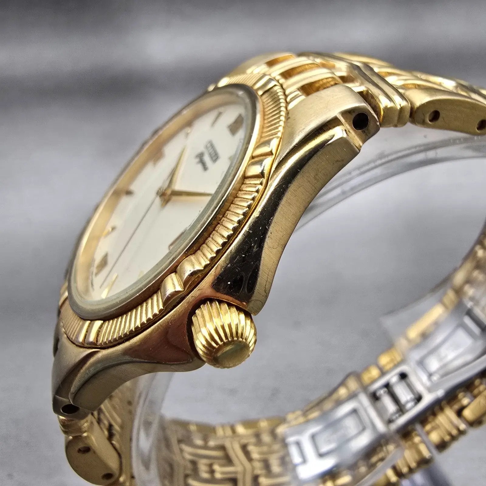 Citizen Elegance Watch Men 35mm Cream Dial Gold Tone Date 5510-H14291 New Batt2