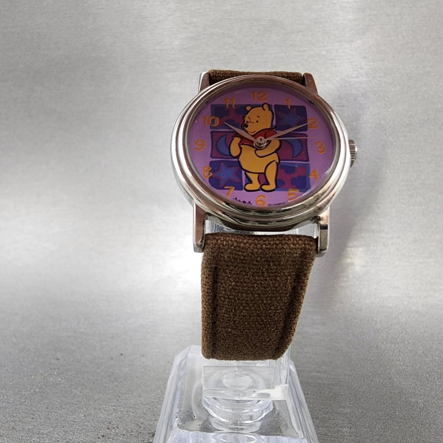 Seiko ALBA Winnie The Poo Watch Women 28mm Purple Dial Silver Tone New Battery5