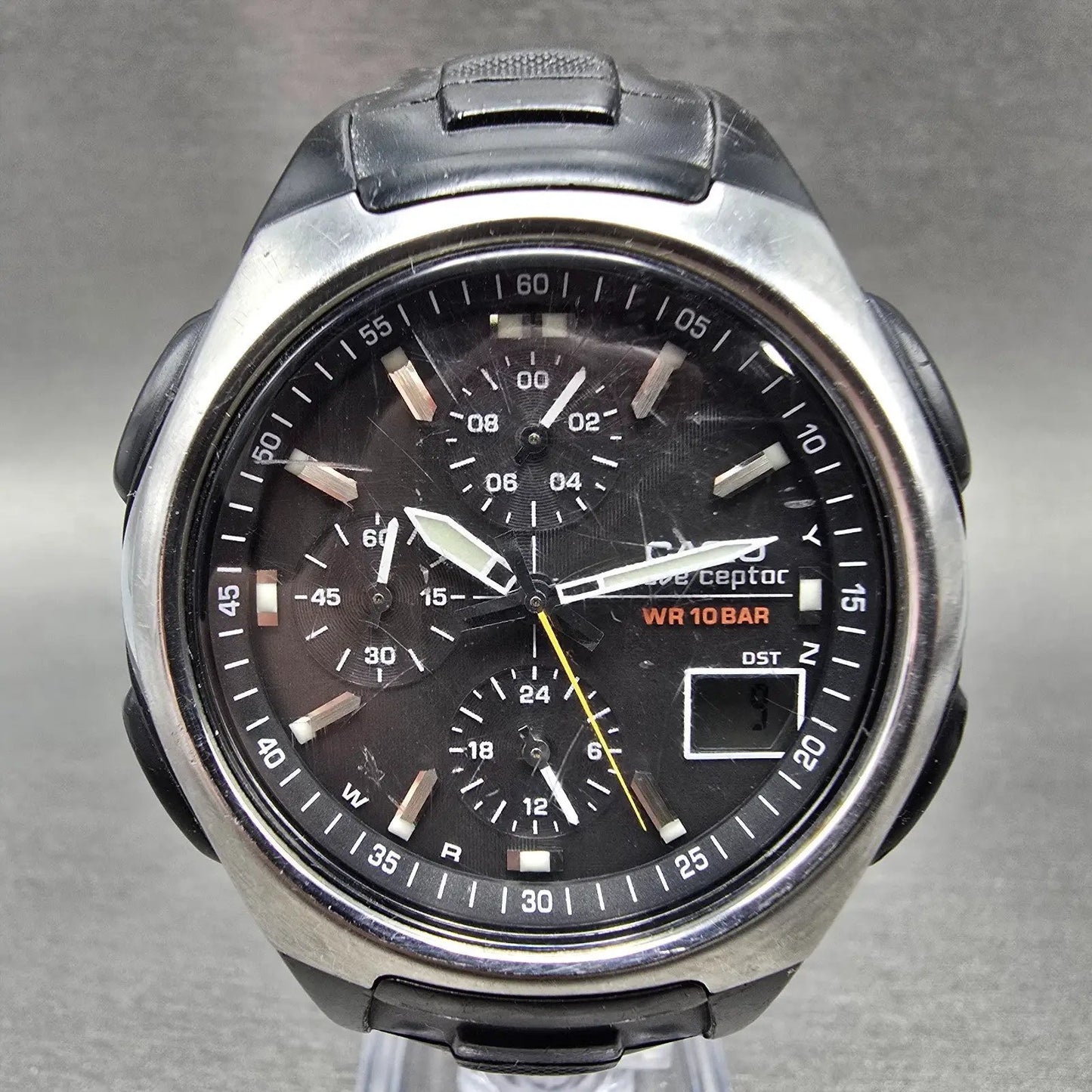 Casio Waveceptor WVQ-400 Watch Men 43mm Gray Dial Black Tone Date Solar Runs LD0