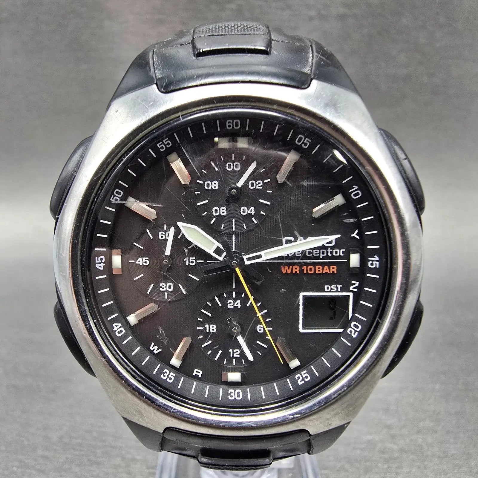Casio Waveceptor WVQ-400 Watch Men 43mm Gray Dial Black Tone Date Solar Runs LD0