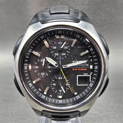 Casio Waveceptor WVQ-400 Watch Men 43mm Gray Dial Black Tone Date Solar Runs LD0