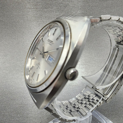 Seiko Lord Matic Watch Men 35mm Silver Dial Steel Daydate 5606-7140 Runs READ!!!