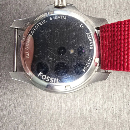 Fossil Retro Traveler Watch Men 46mm Blue Dial Silver Tone Date AM4476 New Batt10