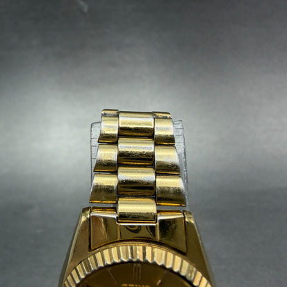 Seiko SQ Watch Women 25mm Gold Dial Gold Tone Daydate Round 2A23-0039 NewBat VJK4