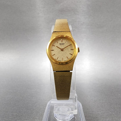 Seiko Watch Women 19mm Champagne Dial Gold Tone 4n00-0661 New Battery