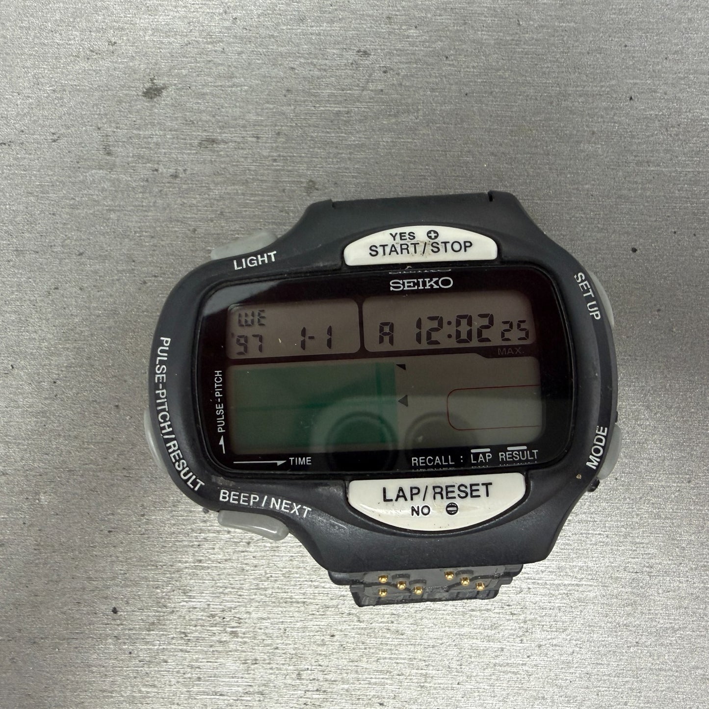 Seiko Pulse Graph Watch Men 61mm Digital Alarm Chrono PROA-4A20 New Battery0