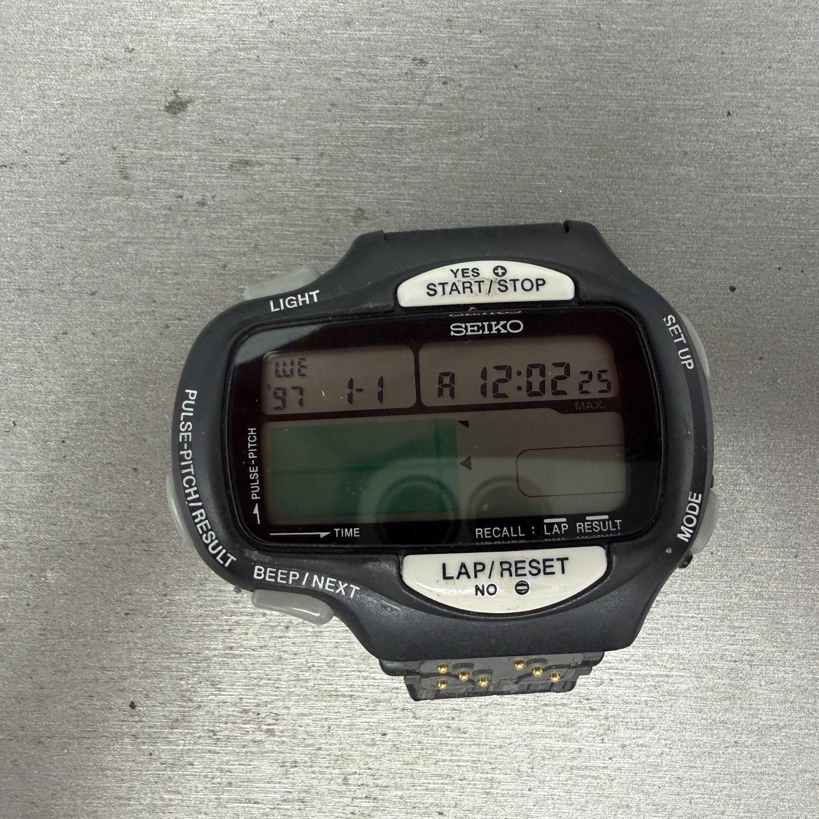 Seiko Pulse Graph Watch Men 61mm Digital Alarm Chrono PROA-4A20 New Battery0