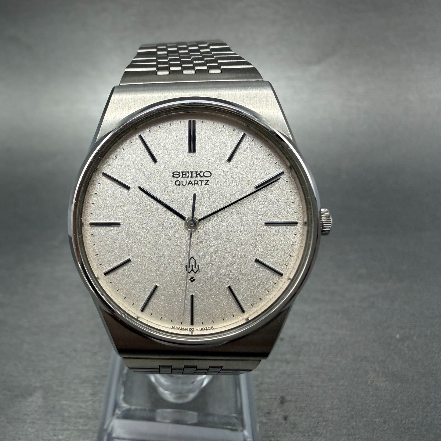 Seiko Watch Men 33mm Silver Dial Silver Tone Round 4120-8020 New Battery Vintage0