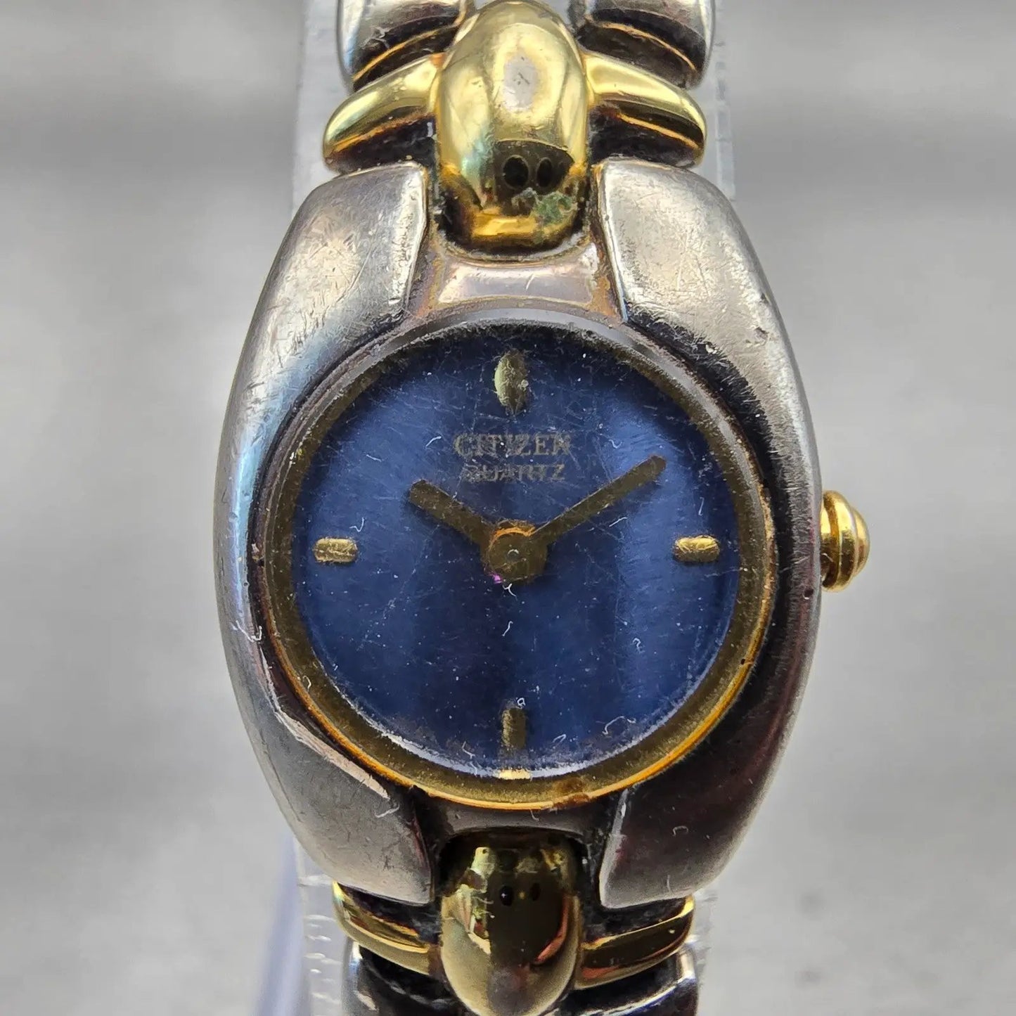Citizen Watch Women 18mm Blue Dial Two Tone Oval 5421-S91590 New Battery Vintage1
