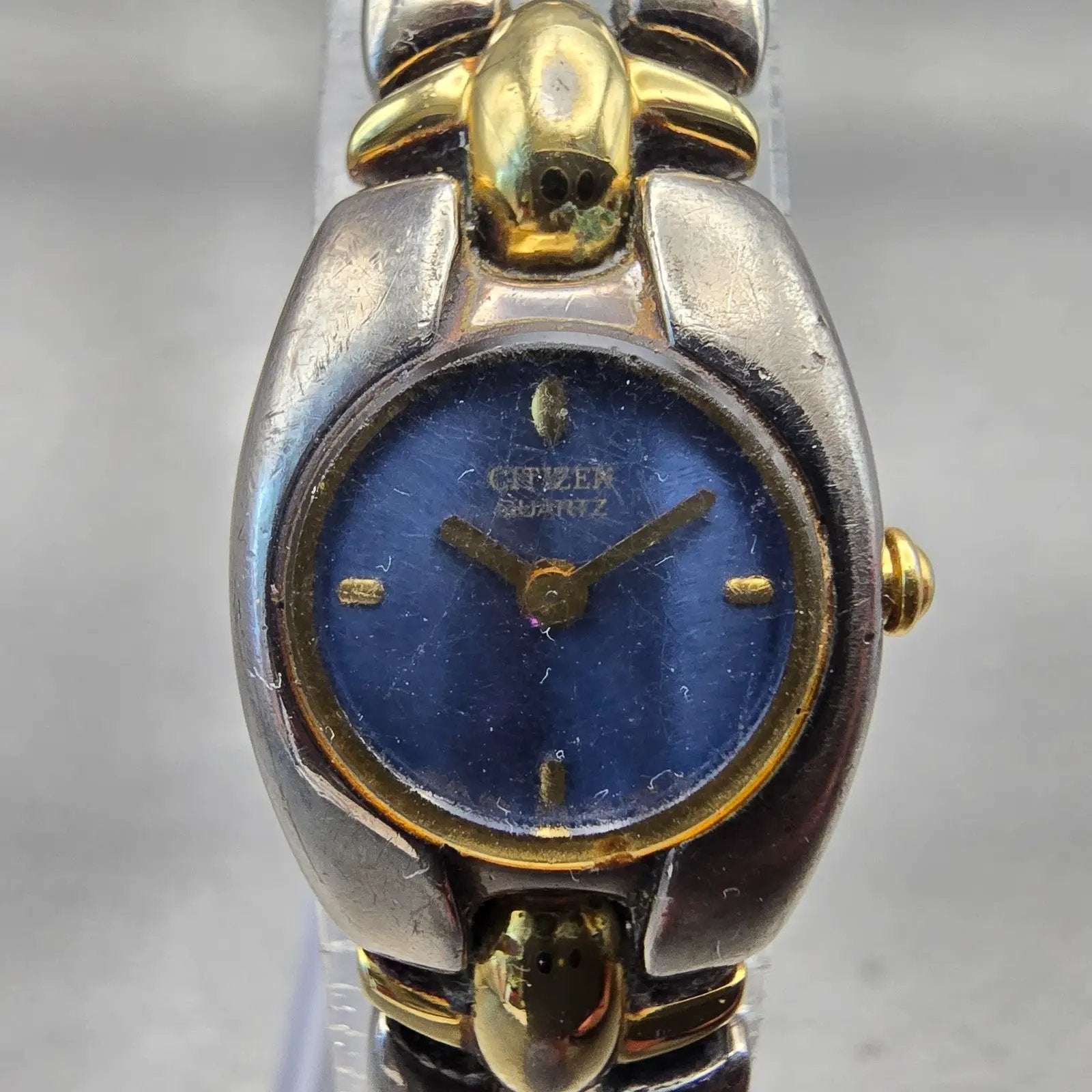 Citizen Watch Women 18mm Blue Dial Two Tone Oval 5421-S91590 New Battery Vintage1