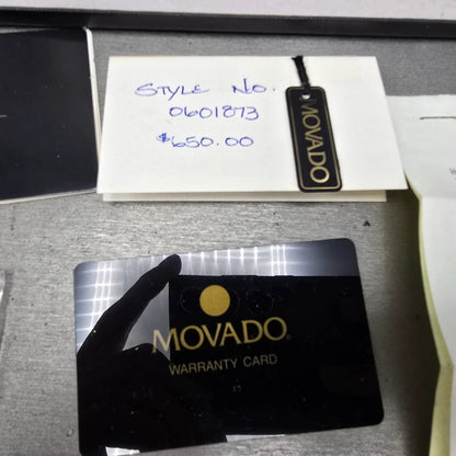 Movado Esperanza Watch Men 33mm Black Dial Two Tone 84.19.861 New Battery VHU13