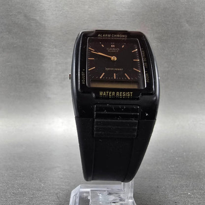 Casio AQ-47 Watch Men 30mm Black Dial Black Analog Digital Alarm Chrono PARTS6
