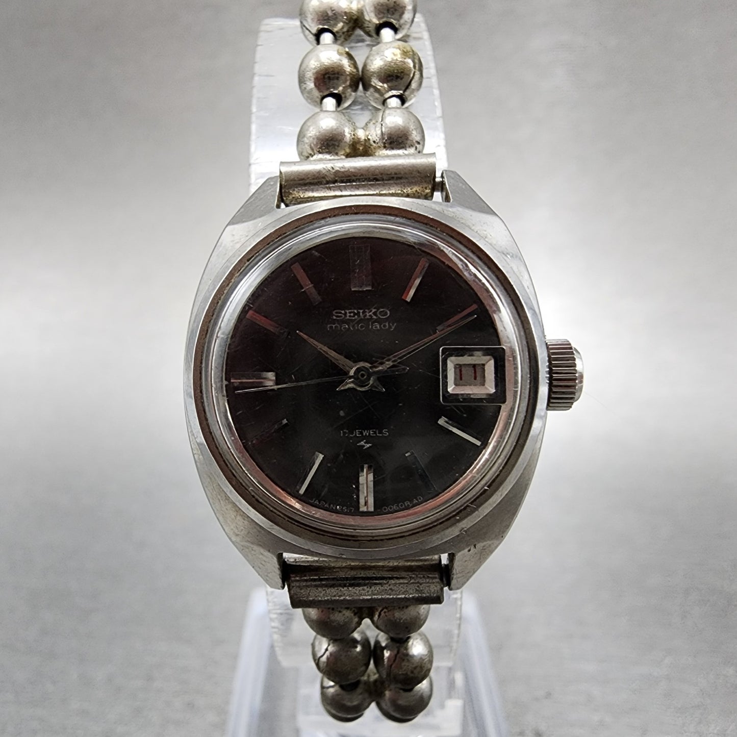 Seiko Matic Lady Watch Women 23mm Black Dial Silver Tone Automatic 251702110
