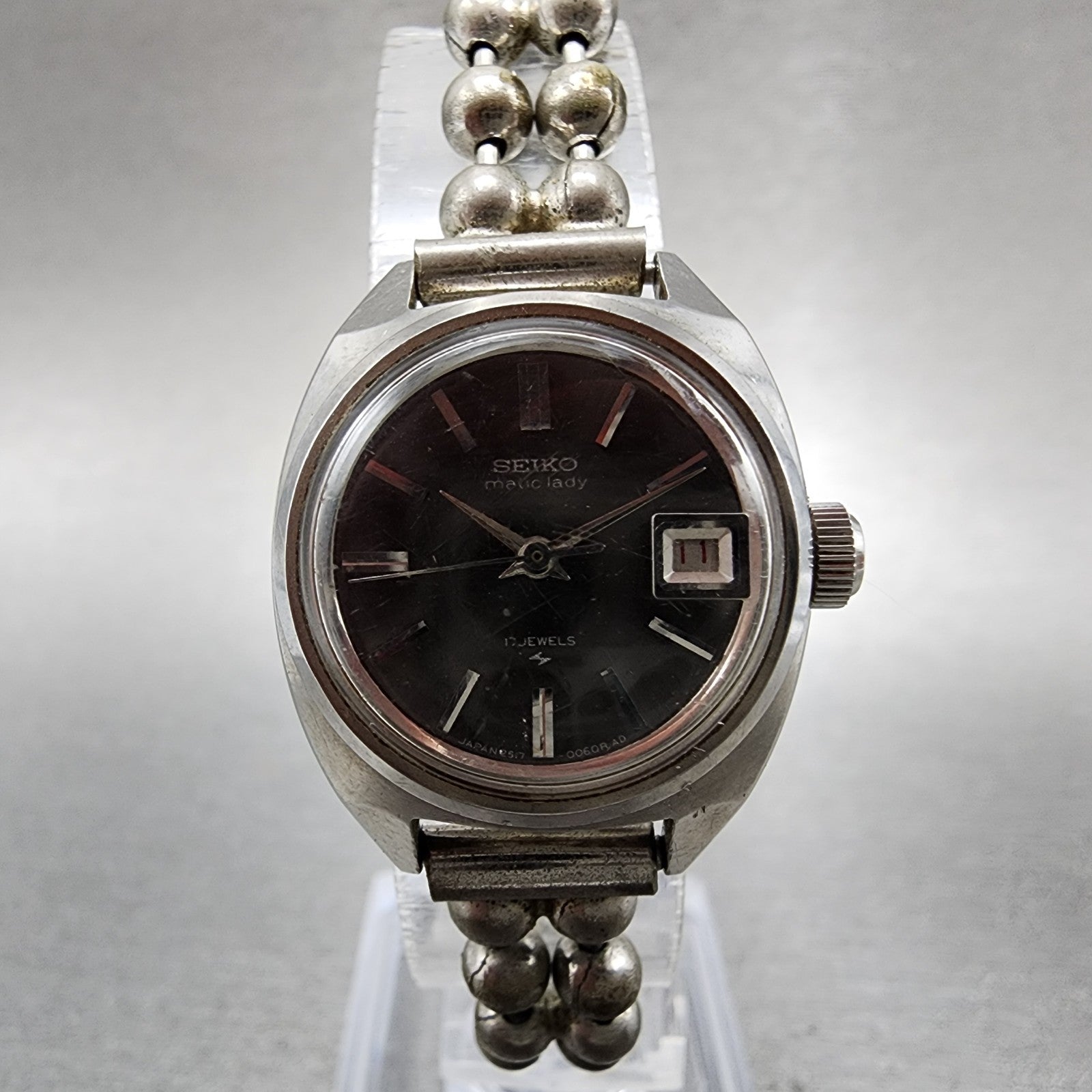 Seiko Matic Lady Watch Women 23mm Black Dial Silver Tone Automatic 251702110