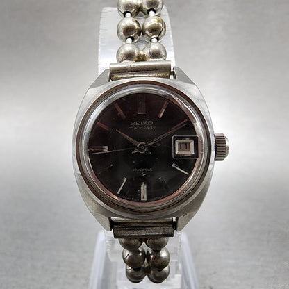 Seiko Matic Lady Watch Women 23mm Black Dial Silver Tone Automatic 251702110