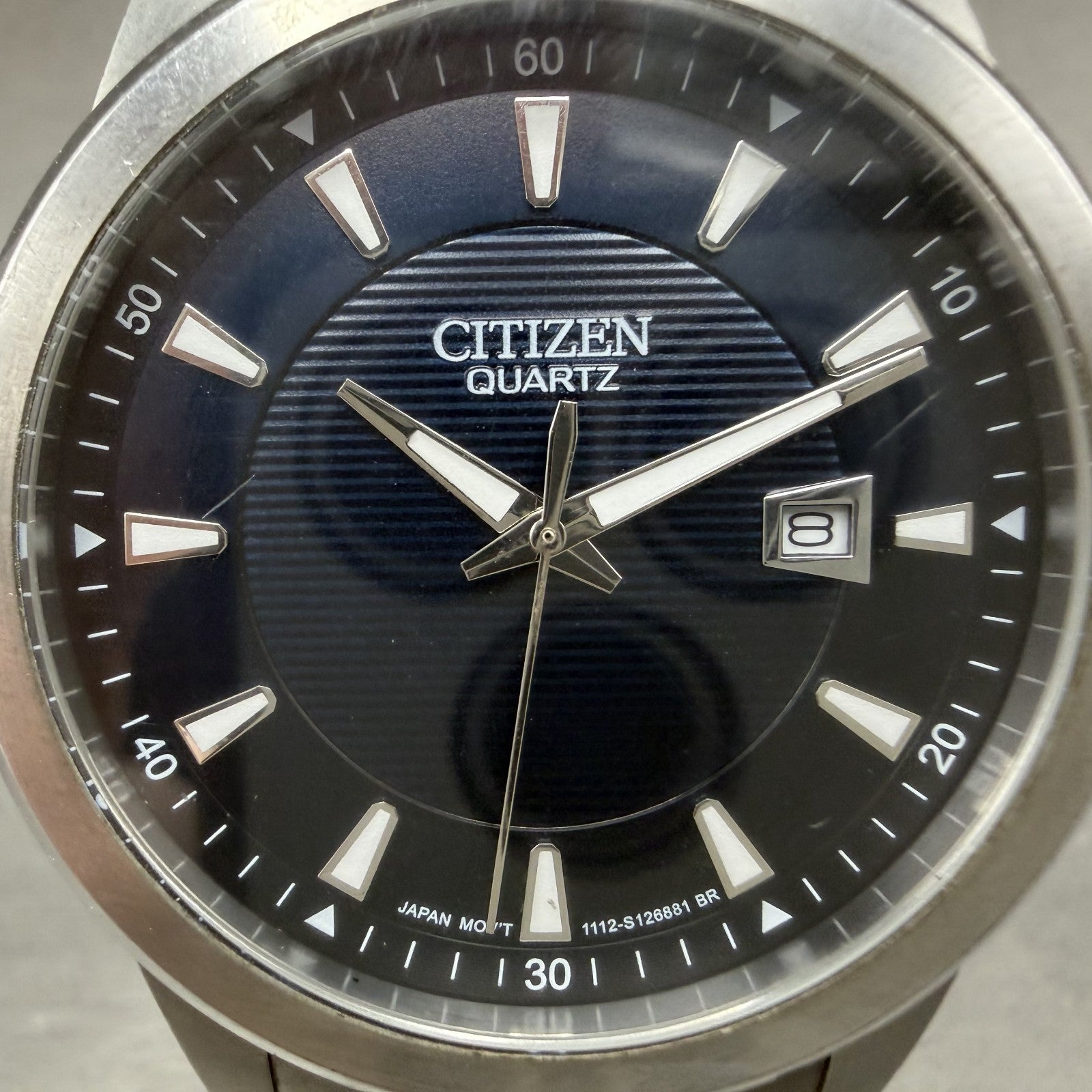 Citizen Watch Men 40mm Blue Dial Silver Tone Date Round 1112-S088216 New Batt1