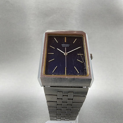 VTG Seiko Tank Watch Men 28mm Blue Dial Steel Rectangle 78105029 PARTS6