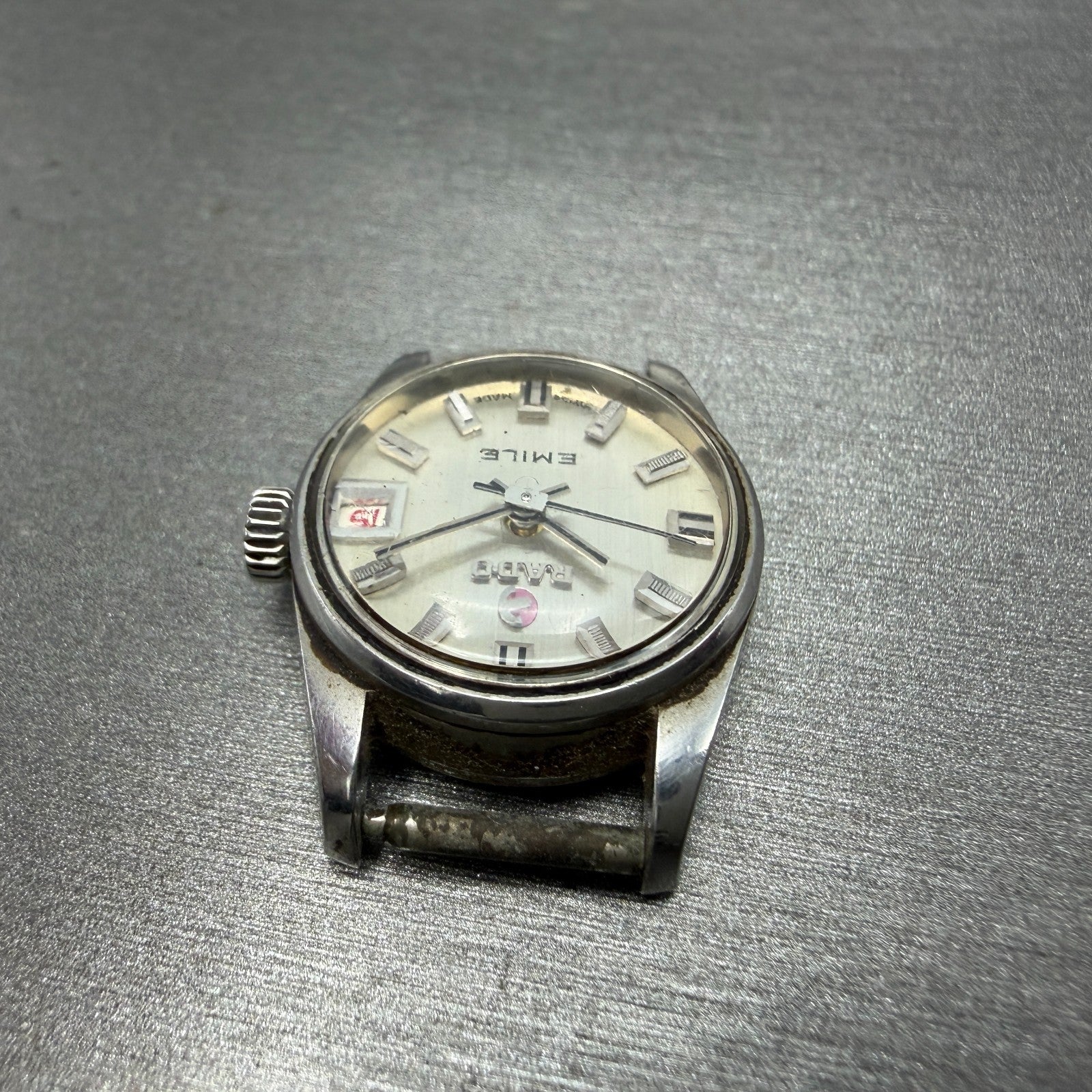 Rado Emile Watch Women 21mm Silver Dial Silver Tone Date Round 7016 Auto PARTS5