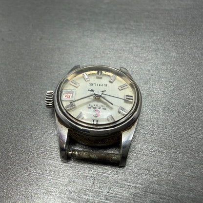 Rado Emile Watch Women 21mm Silver Dial Silver Tone Date Round 7016 Auto PARTS5