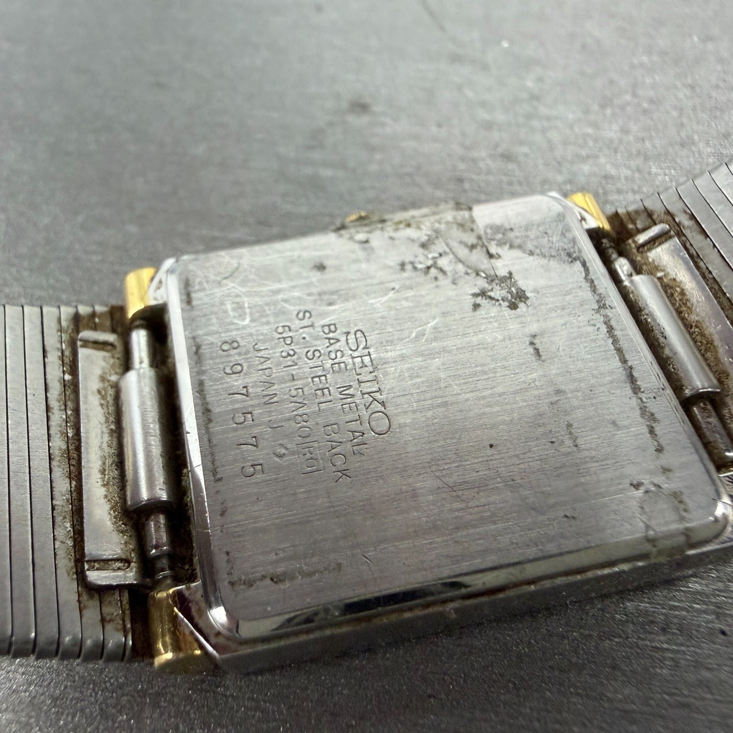 Seiko Tank Watch Men 25mm Silver Dial Two Tone READ!!!!!! 5P31-5A80 New Battery10