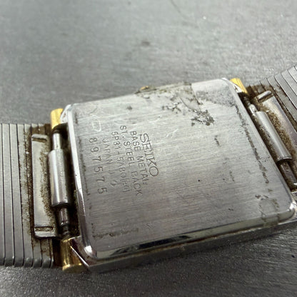 Seiko Tank Watch Men 25mm Silver Dial Two Tone READ!!!!!! 5P31-5A80 New Battery10
